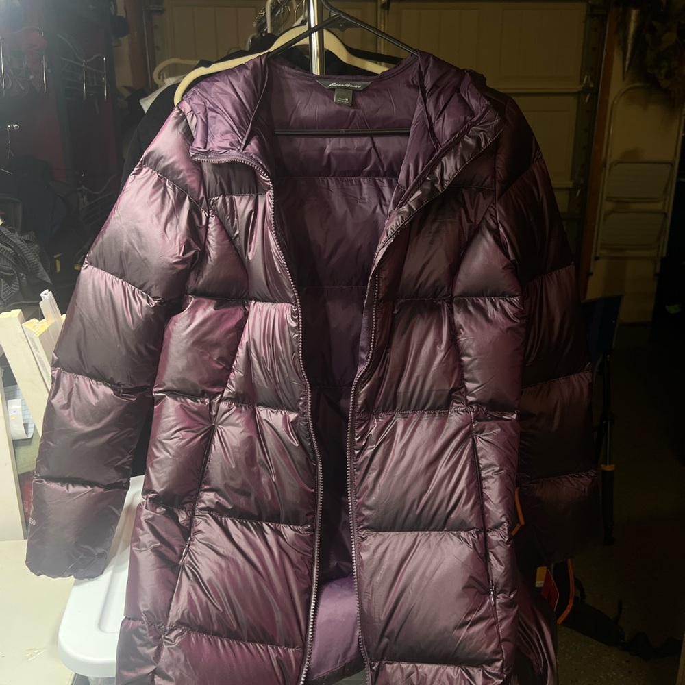 Eddie Bauer Purple Puffer Jacket with Quilted Design